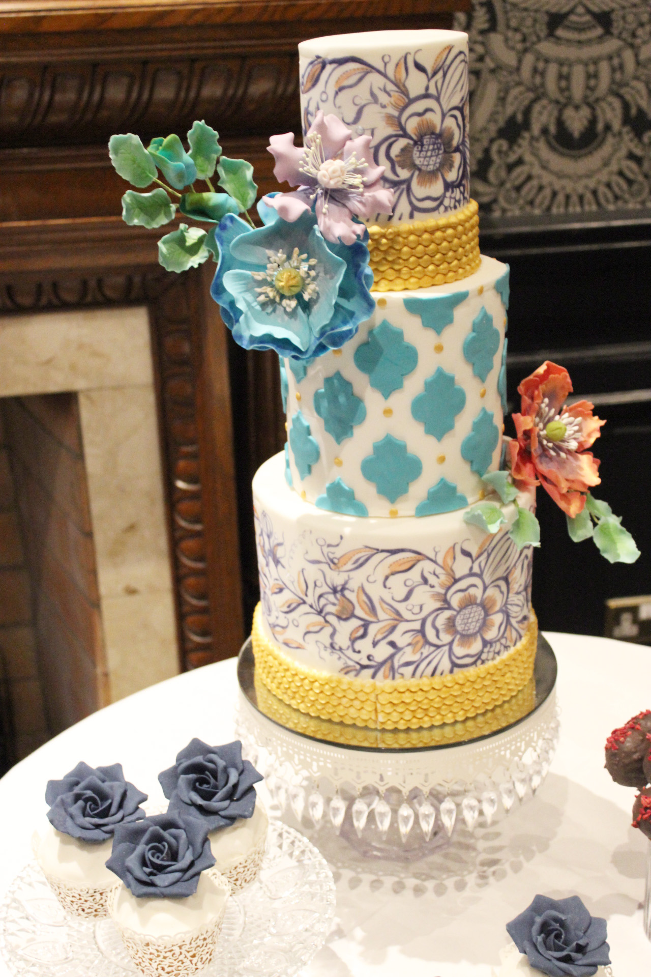 tiered wedding cake with edible flowers