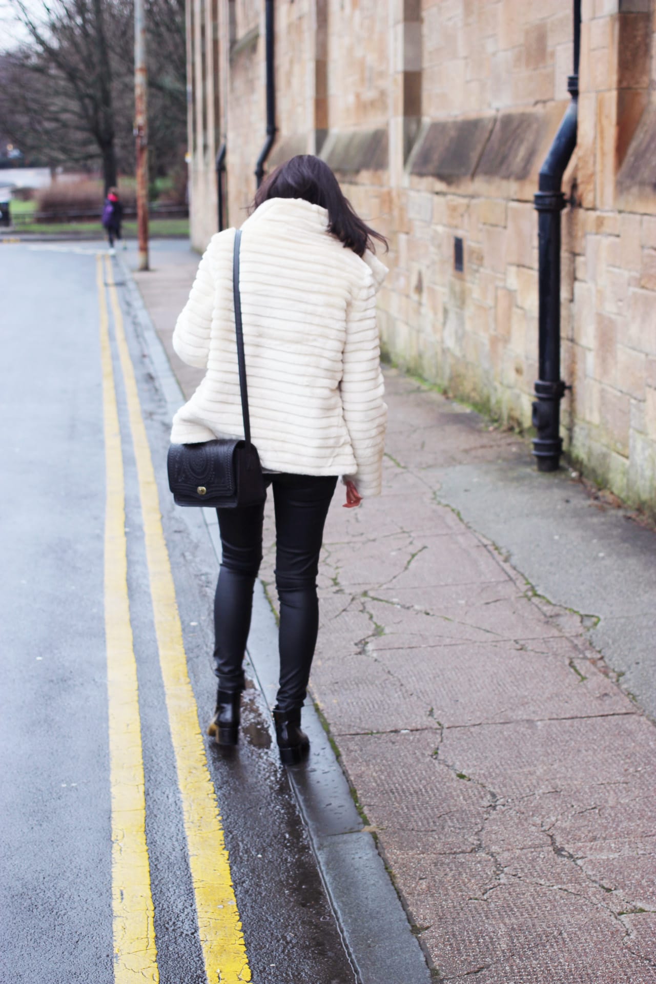 cream faux fur jacket