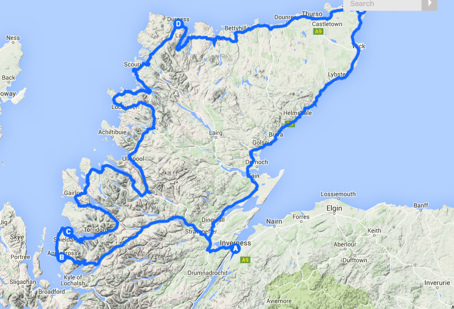NC500 route map scotland
