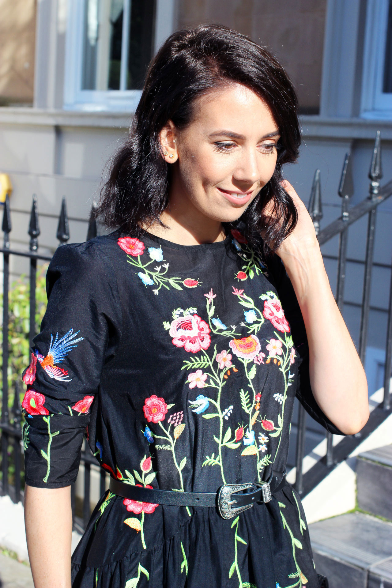 zara-embroidered-black-floral-swing-dress