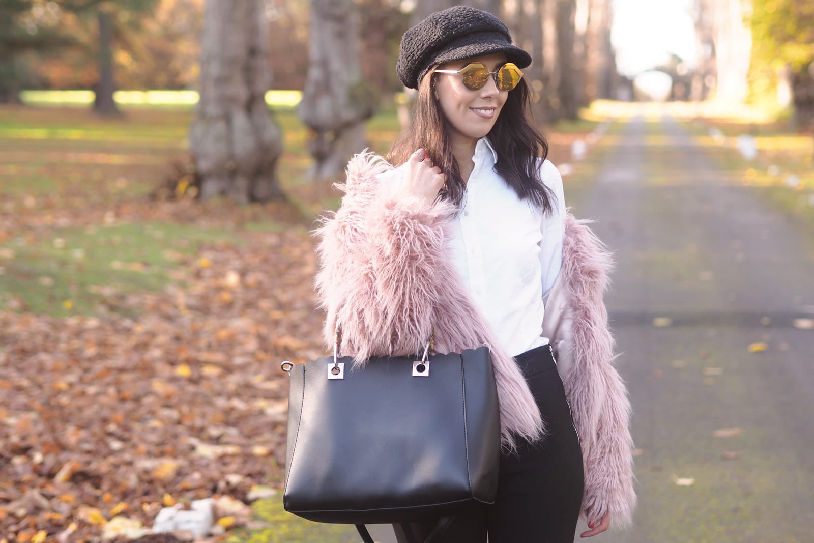 pink shaggy fur jacket | winter style | winter lookbook | Bulgari Serpenti pink mirror sunglasses | autumn fashion | fall style | lookbook