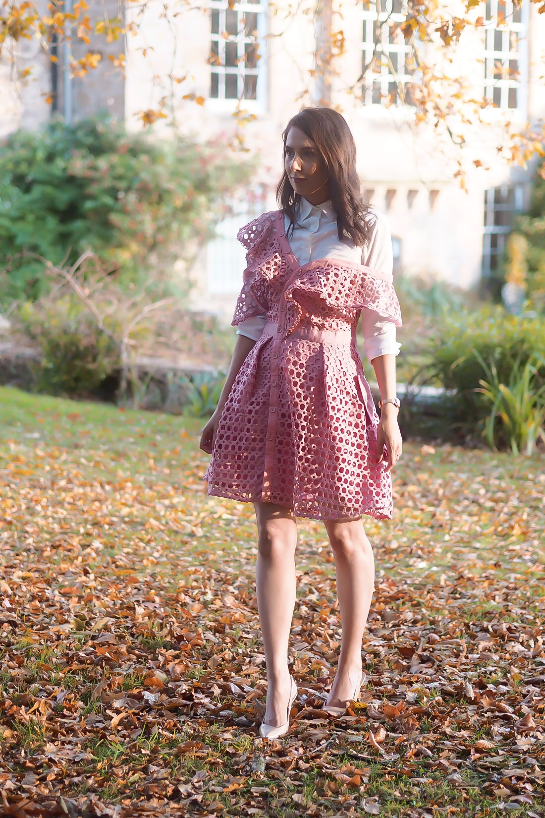 Style of Sam  Self Portrait Lace Frill Mini Pink Dress Dupe