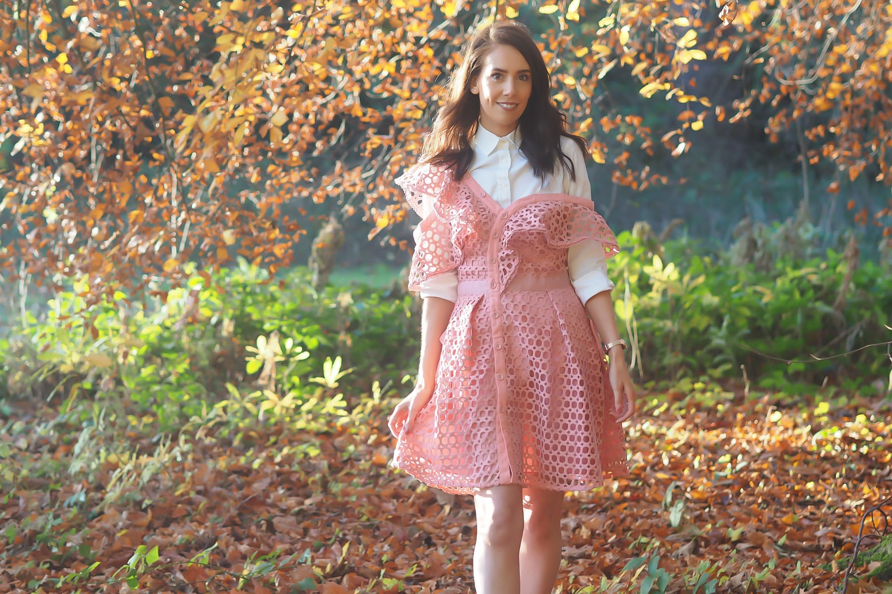 Style of Sam  Self Portrait Lace Frill Mini Pink Dress Dupe