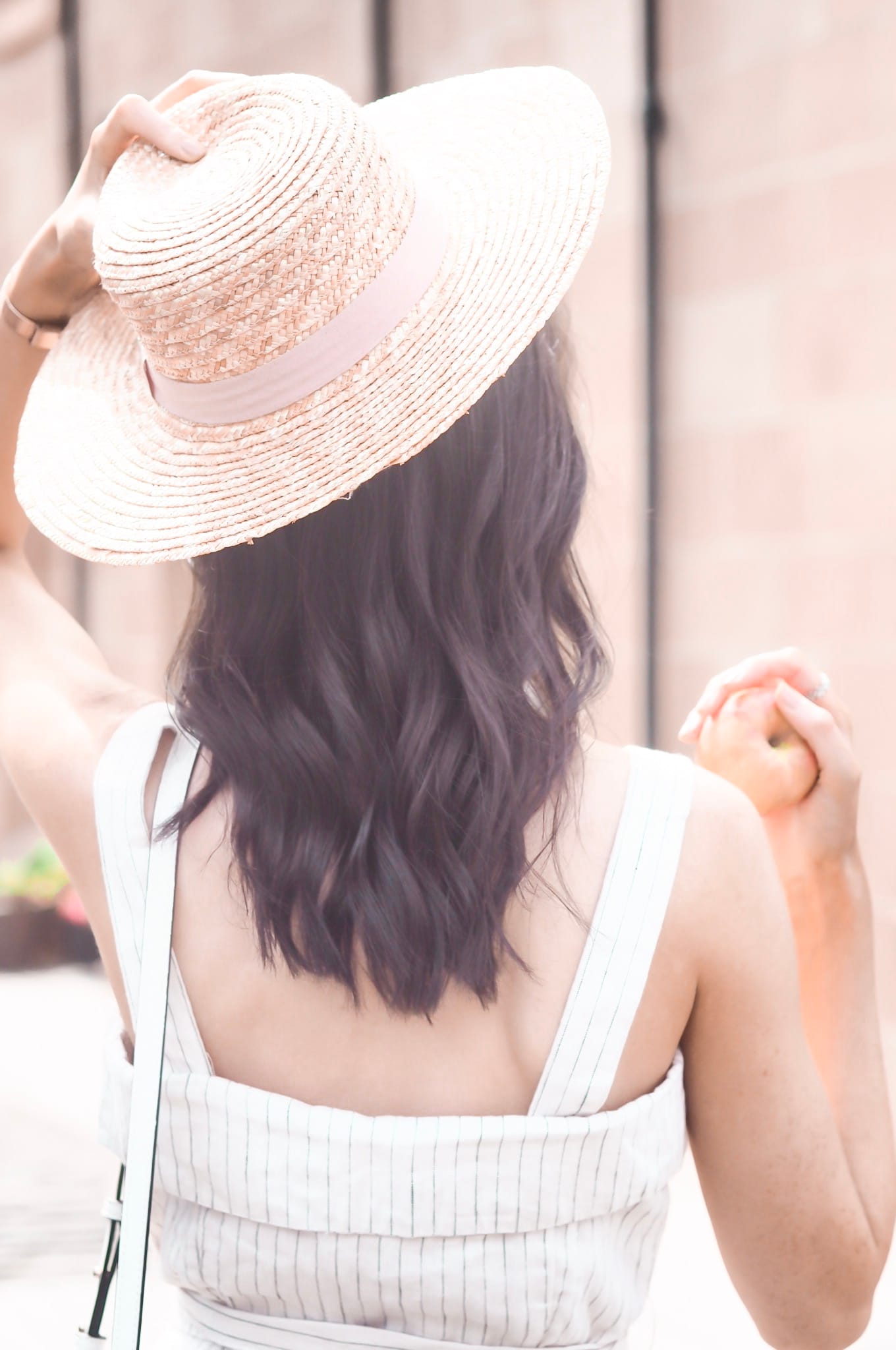 summer style | linen jumpsuit | mango striped linen jumpsuit | staud bucket bag dupe