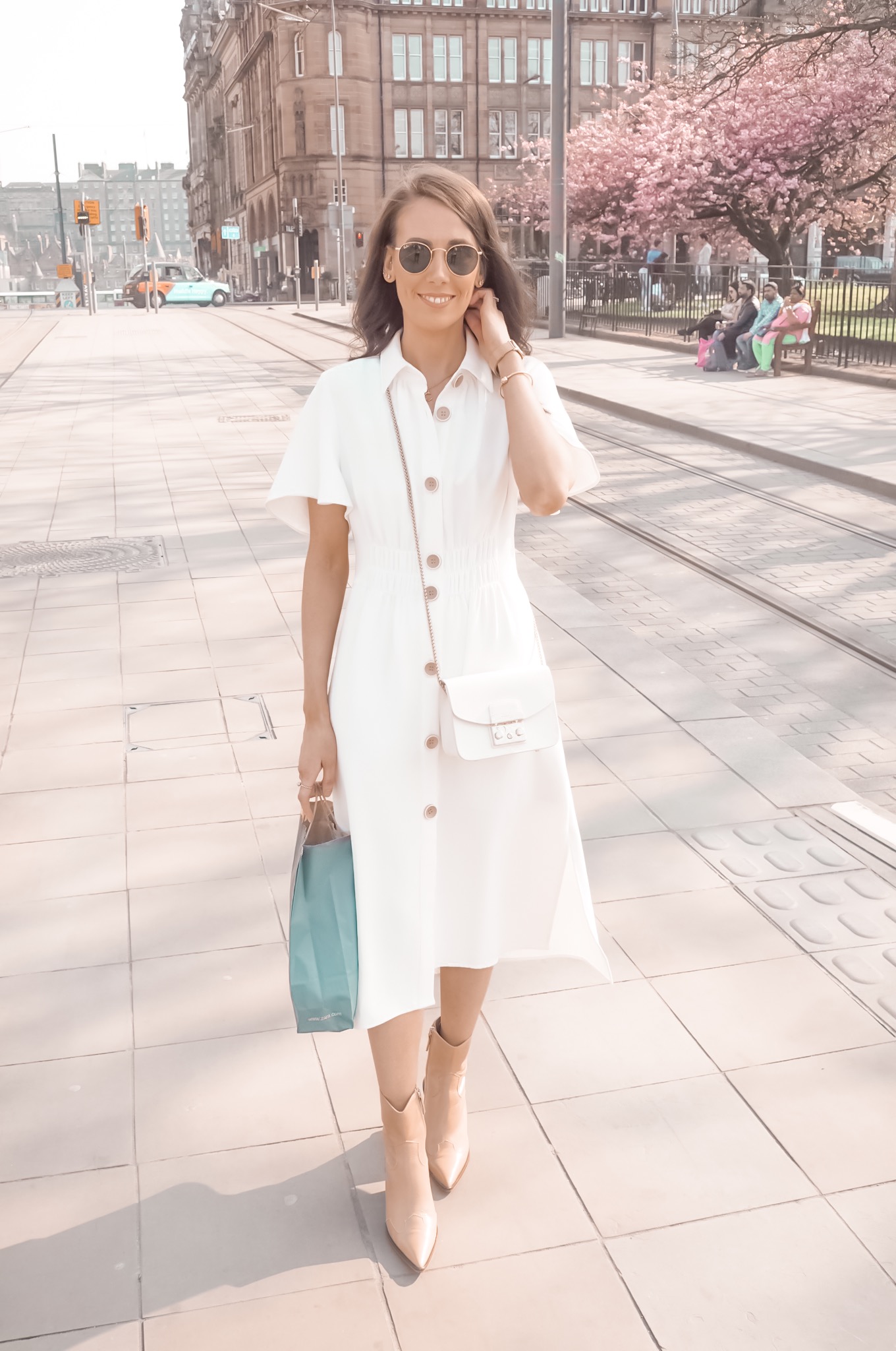 Furla Mini Metropolis Bag | white midi dress | spring looks | spring outfit inspo | spring outfit inspiration | Spring Fashion 2019